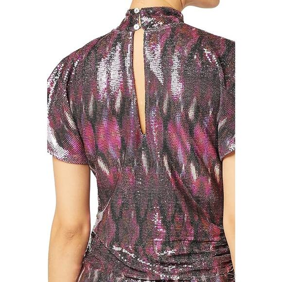 Misa Los Angeles Divia Sequin Party Asymmetric Mock Neck NWT Dress Large $465 - Picture 6 of 7